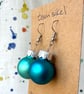 Mixed Frosted Turquoise Glass Mini Bauble Earrings - Festive - Super Seconds - Image 3