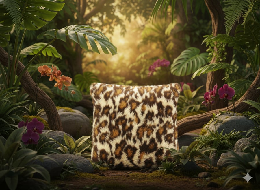 Cosy Leopard Faux Fur Cushion