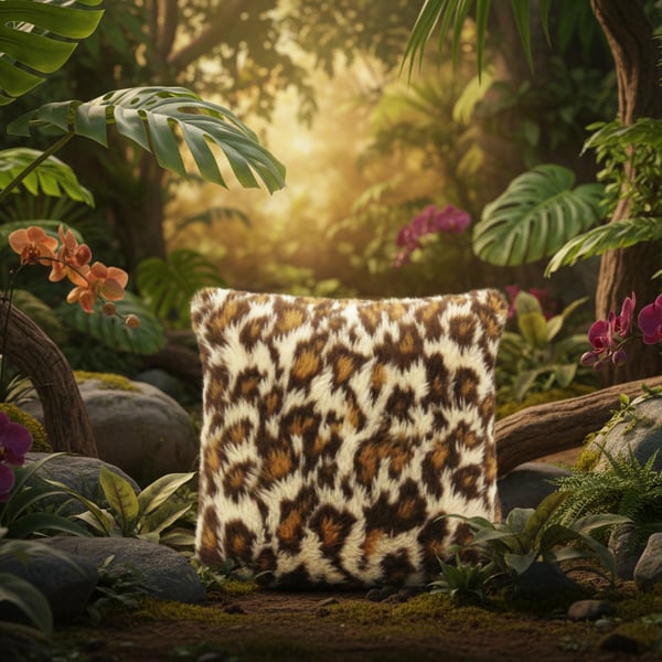 Cosy Leopard Faux Fur Cushion