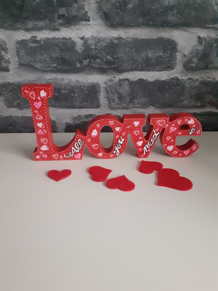 All you need is love wooden decoration, wooden love word,  