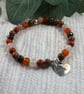 Gemstone Bracelet in Autumn Shades with Handmade Sterling Silver Heart Charm - Image 8