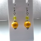 Yellow Wooden Beaded Earrings