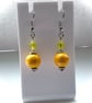 Yellow Wooden Beaded Earrings