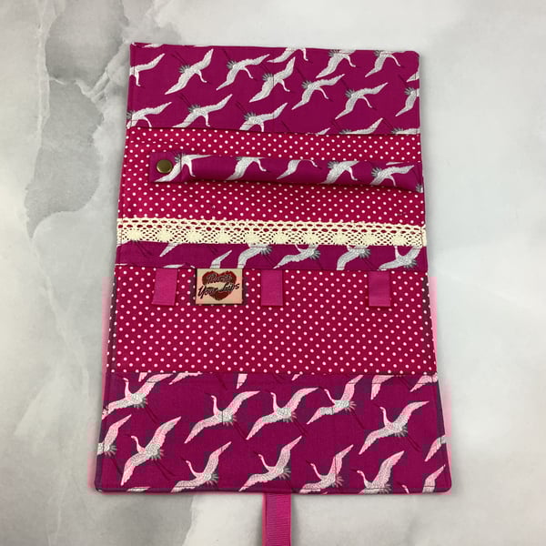 Cranes jewellery wrap, Japanese cranes jewellery roll, Travel organiser