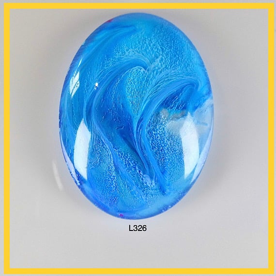 Large Blue Cabochon, hand made, Unique, Resin Jewelry - L326