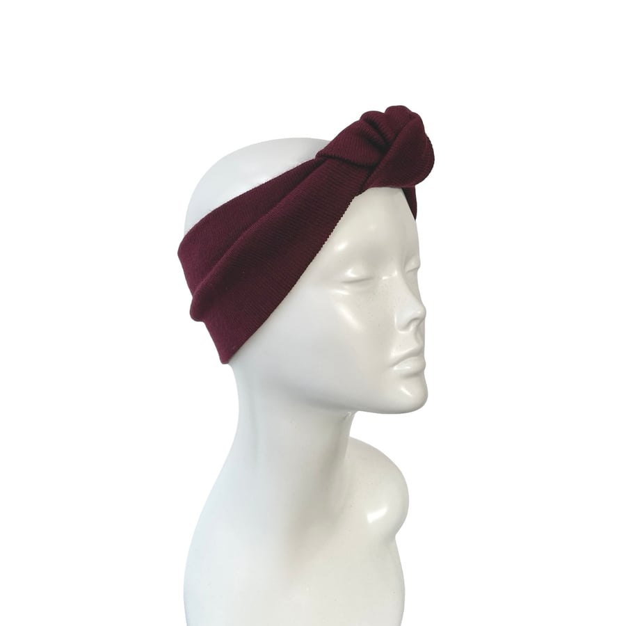 Warm Winter Headband Burgundy Red Wine Woman Yarn Ear Warmer Headband