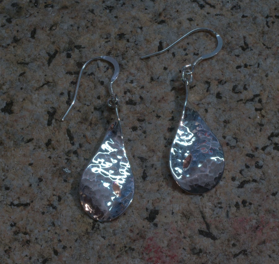 Silver and Copper Drop Earrings "Surf"