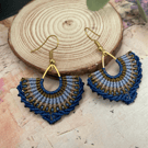 Dangle earrings, pretty micro macrame beaded fan design earrings, boho earrings 