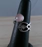Sterling Silver Upcycled Branch Spoon Handle Ring with Rose Quartz - Image 10