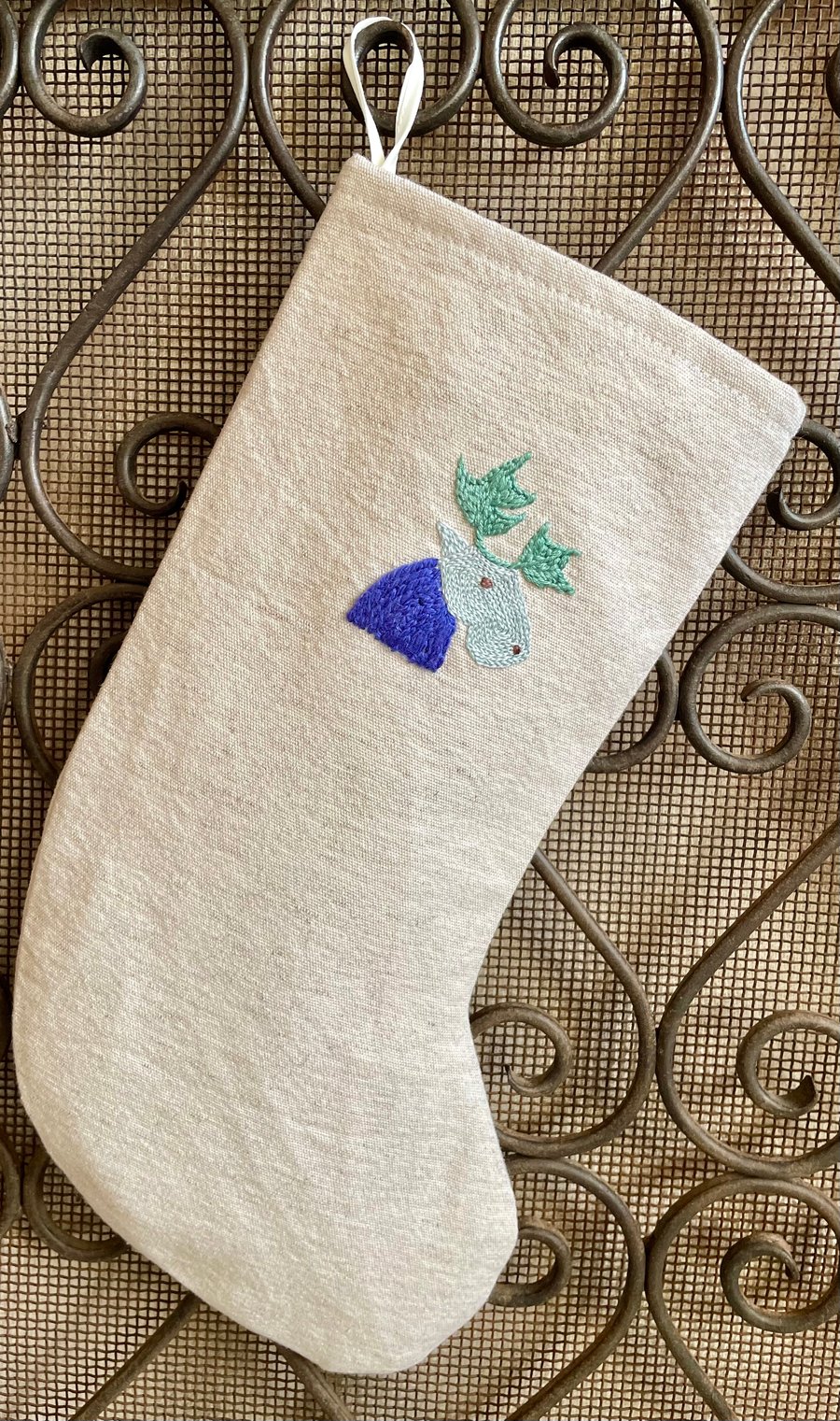 Hand Embroidered Christmas Stocking