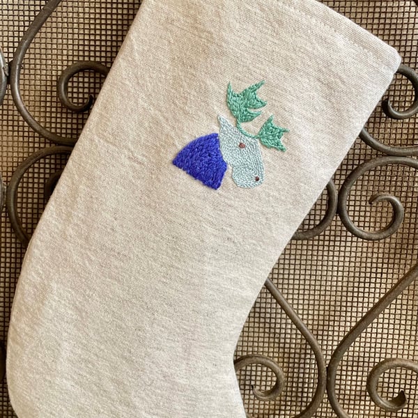 Hand Embroidered Christmas Stocking