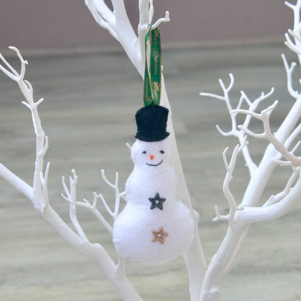 Festive Felt Snowman Christmas Tree Decoration