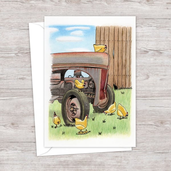 Happy Chickens Greeting Card: Happy Farmyard Hens Card for Any Occasion (211)