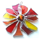 Abstract Red Hot Flower Suncatcher Stained Glass Dichroic 107