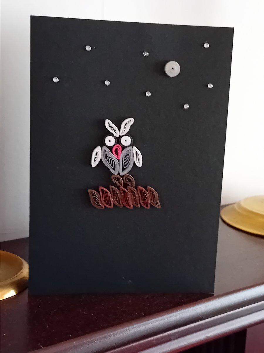 Quilled Night Owl Greetings Card
