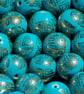 Vintage 90's Chinese Porcelain Beads x 10 - turquoise & gold 14mm hand painted - Image 1