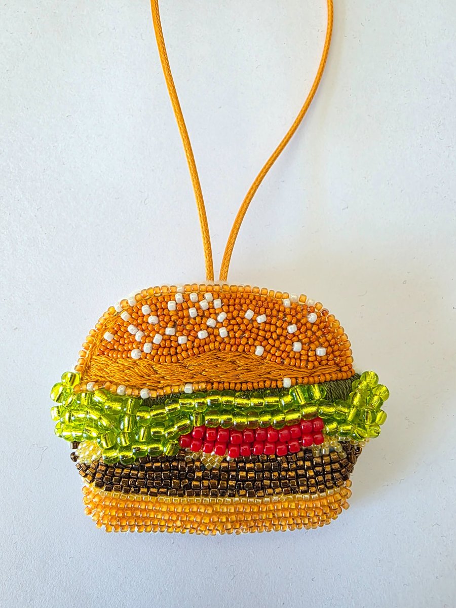 Burger bead embroidery decoration 