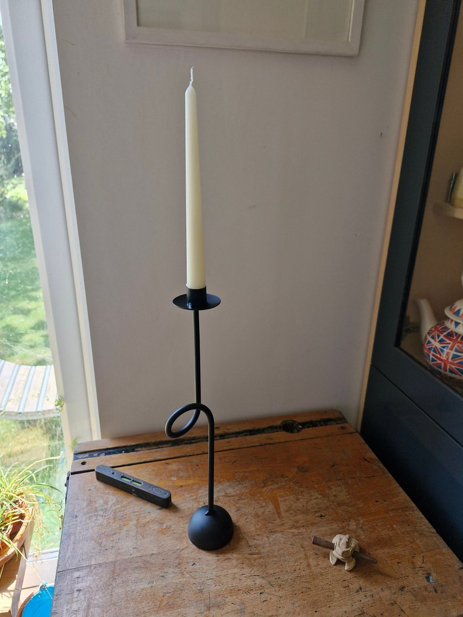 Single Metal Candle Holder Satin Black