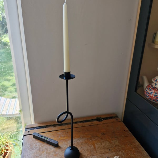 Single Metal Candle Holder Satin Black