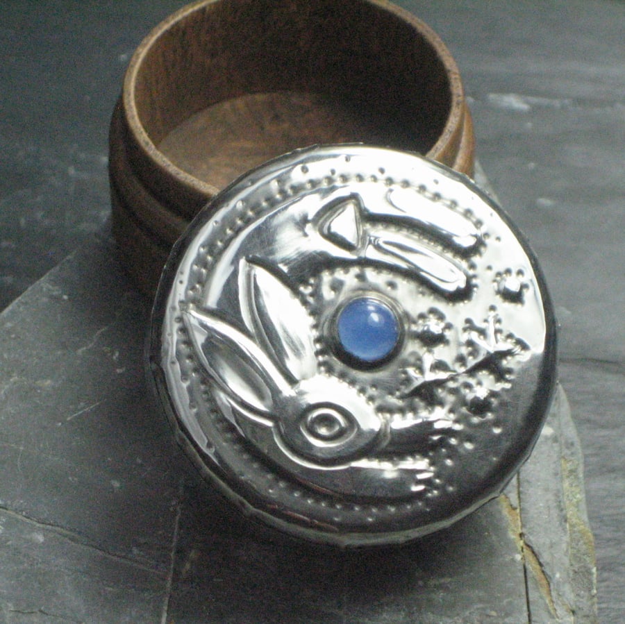 Leaping Hare  Silver Pewter Box