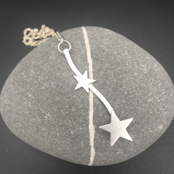 Organic Stars & Bar Necklace - Handmade - Sterling Silver