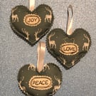 Shabby Chic Stag Heart Christmas Bauble Hanging Decoration Love Peace Joy