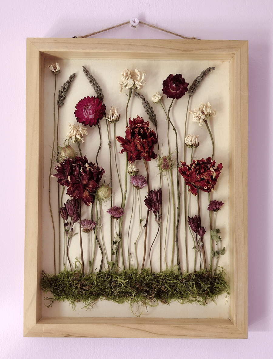 Dried flower wooden frame wall art