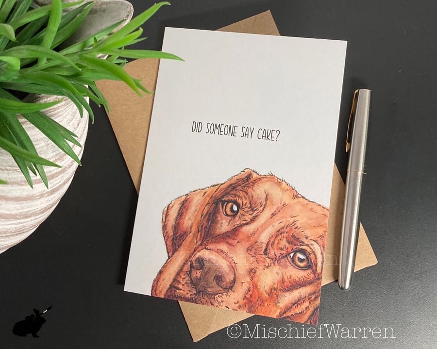 Hungarian Vizsla Dog Art Card. Blank or personalised for any occasion. 