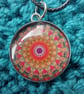  Fancy 25mm Glass Cabochon Stainless Steel Necklace