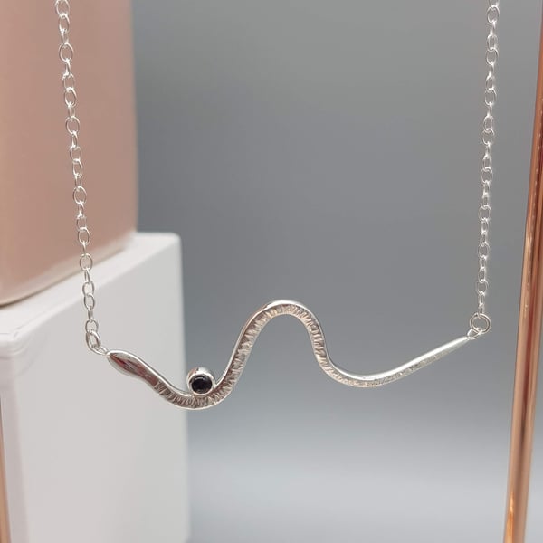 Sterling Silver Snake Necklace With Iolite