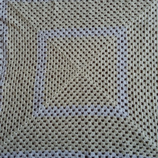Crochet baby blanket or lap blanket in lemon and cream. Seconds Sunday