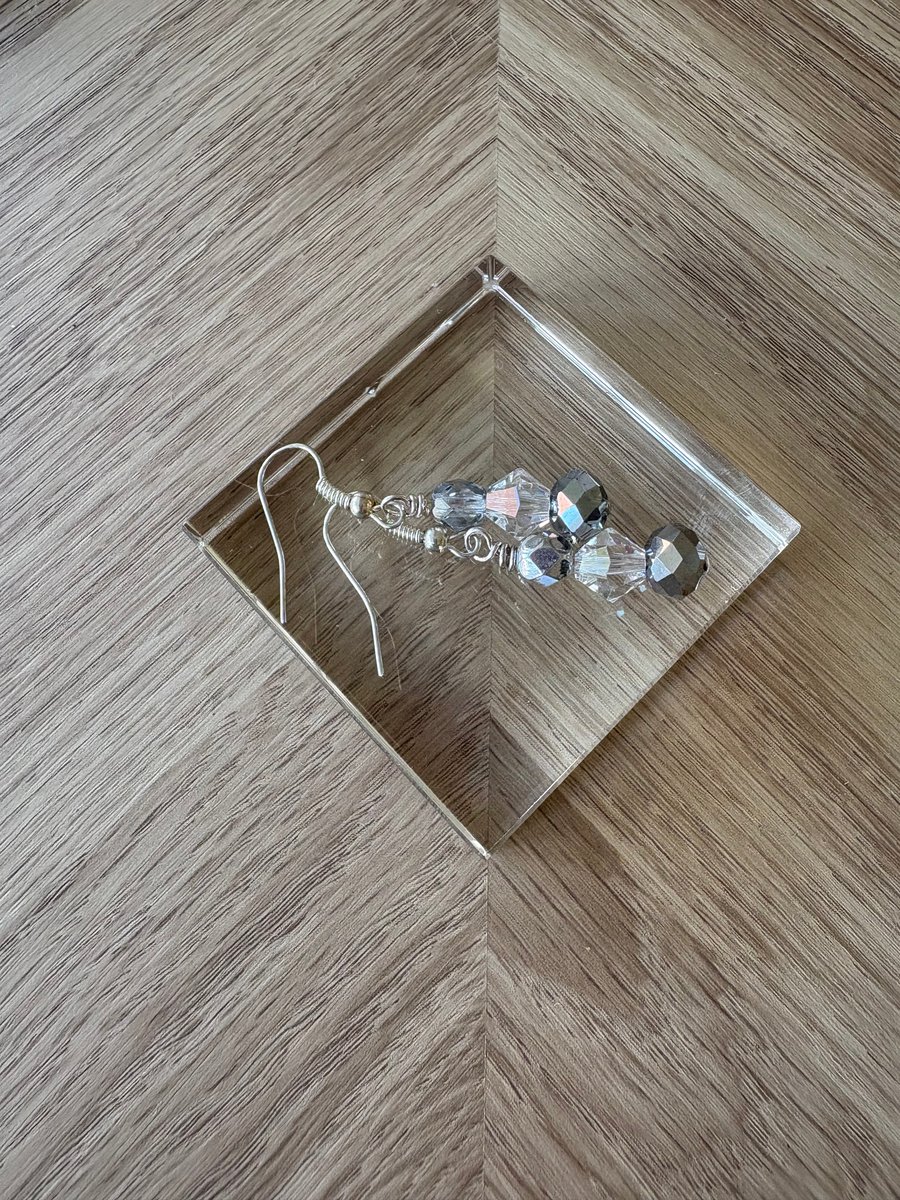 Silver and crystal earrings