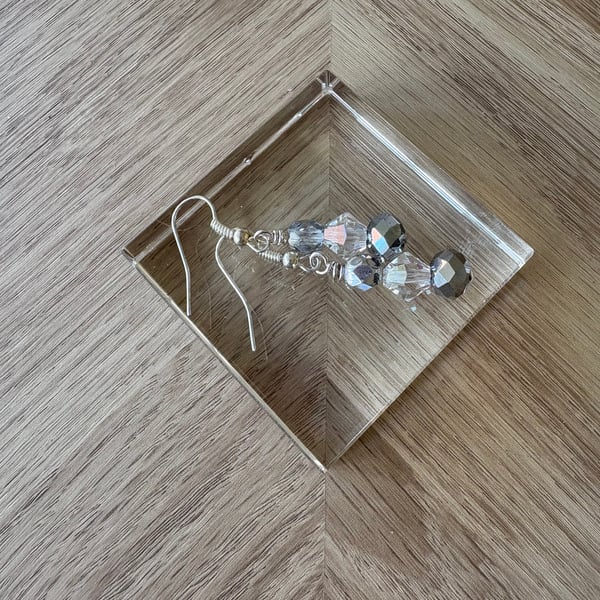 Silver and crystal earrings