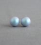 8mm Iridescent Light Blue Stud Earrings - Round Pale Blue Glass Pearl Studs - Image 2