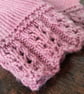 Pink Knitted Fern Leaf Fingerless Gloves  - Image 4