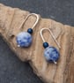 Earrings - Blue sodalite and hematite silver drop earrings, argentium silver  - Image 4