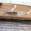 Sterling Silver Bracelet, Etched with Tiny Flowers and Stamped with Hearts