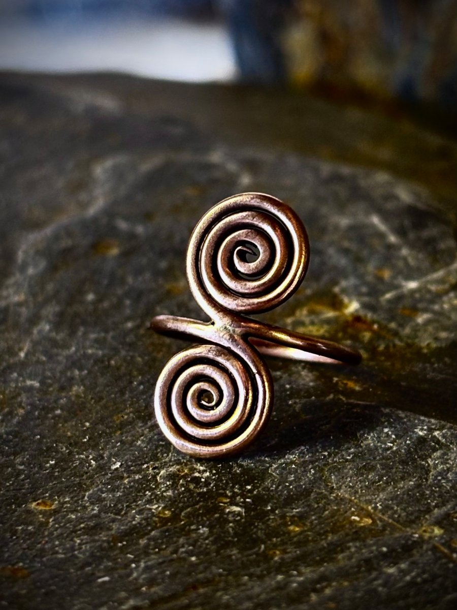 Hand-Forged Bronze Double Spiral Ring