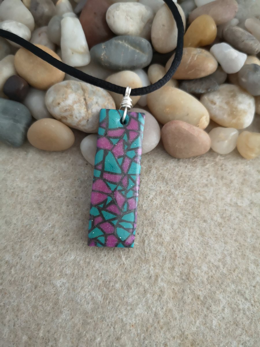 Pink and Turquoise Bar Pendant