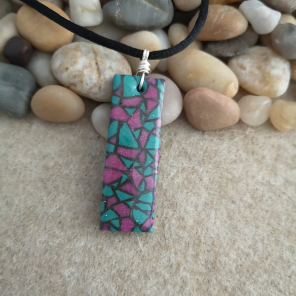 Pink and Turquoise Bar Pendant