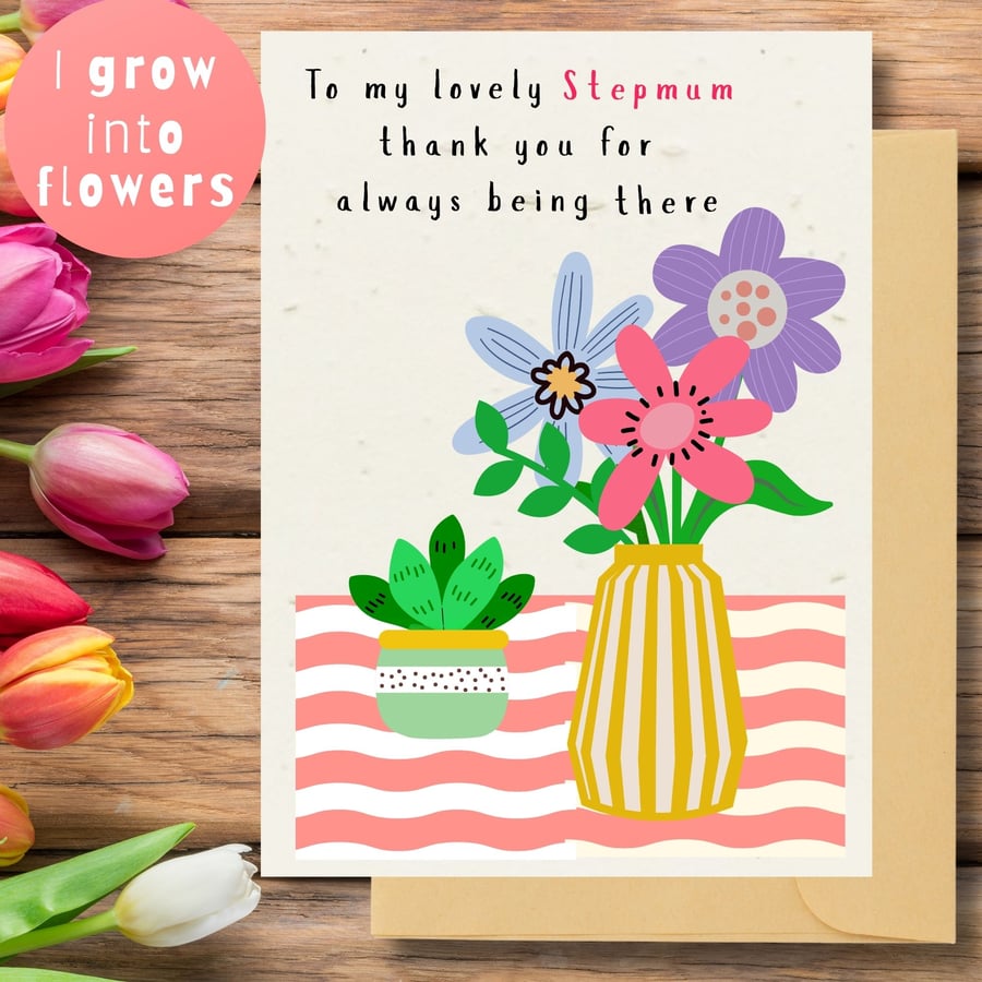 Plantable Stepmother's Day Card Card, Wildflower Seed Paper, Ecofriendly
