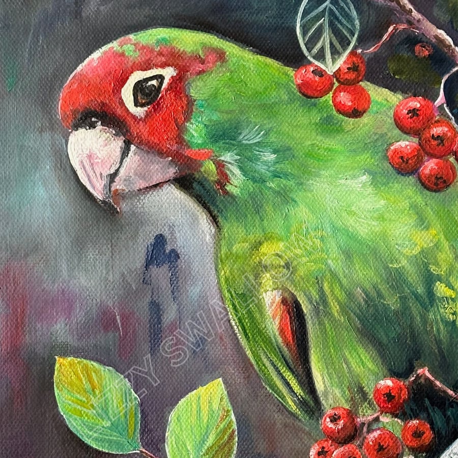 Parrot with Red Berries