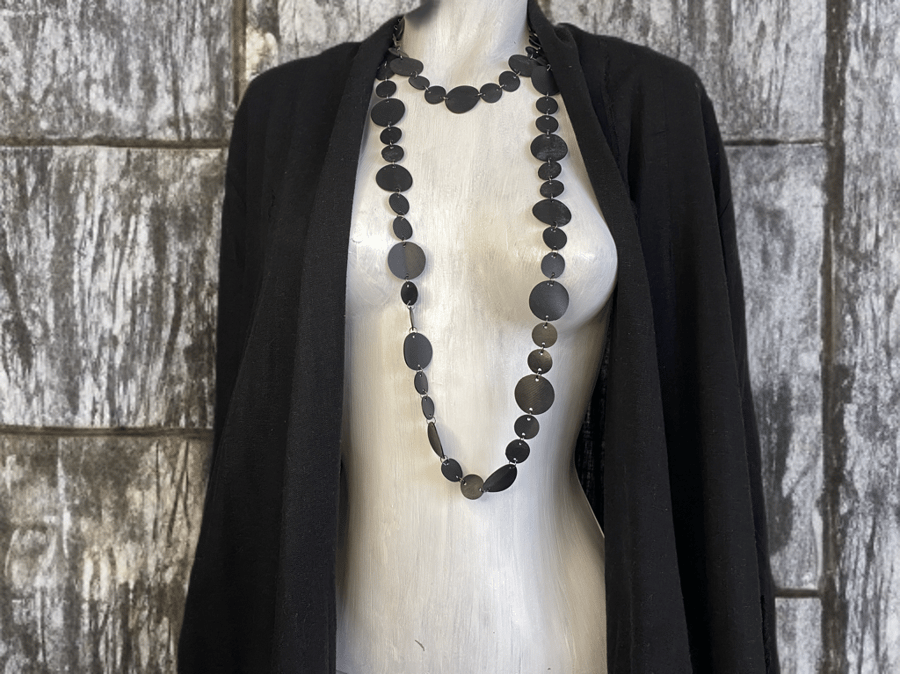 Long Wrap Necklace with Earrings made from Upcycled Bicycle Inner Tubes