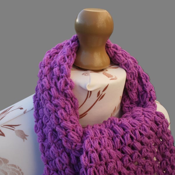 Orchid Bean Stitch Crochet Scarf