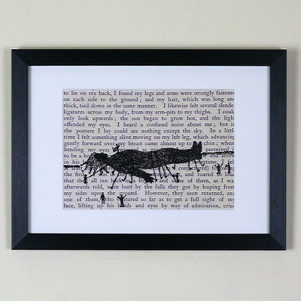 Classic Literature - Gulliver's Travels Silhouette Framed Large Embroidery 