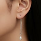 Freshwater Pearl Threader Earrings in Sterling Silver
