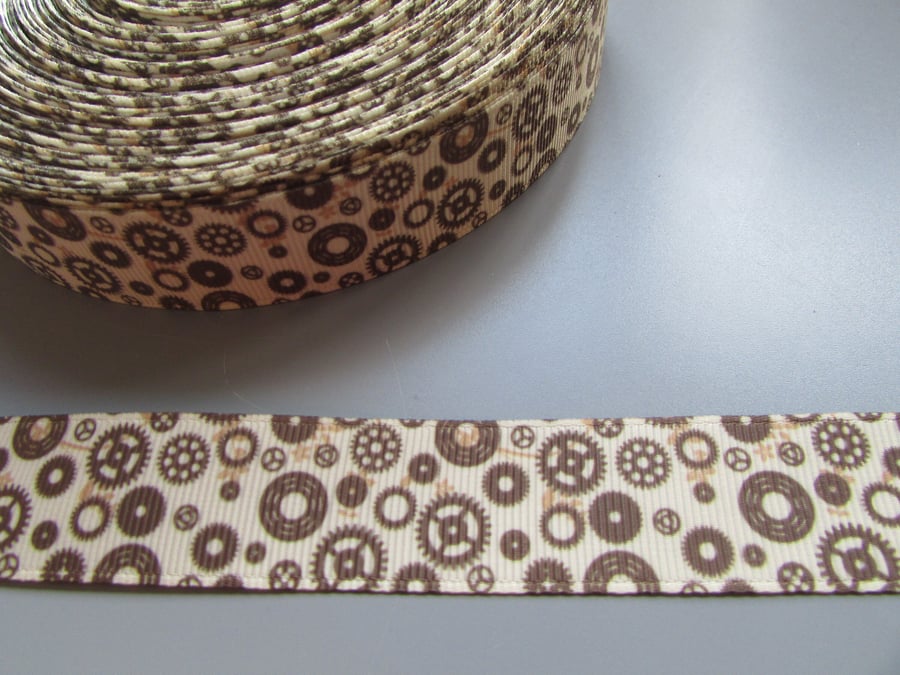 Steampunk 2.2cm Grosgrain Ribbon x 1 metre