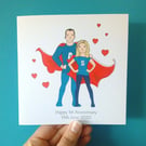 Super hero Cartoon Card, personalised card, cartoon superhero illustration