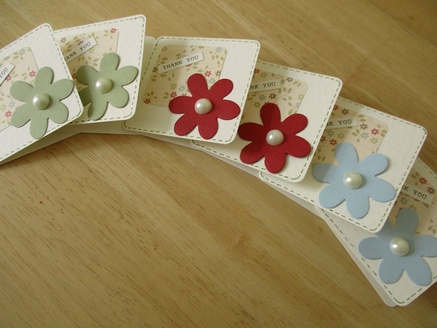 Mini Thank you Cards x 6 - Floral - Blank Cards - Tags - With Shipping