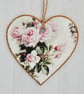 Pink Roses: Decoupaged Wooden Hanging Heart 15cm (6") - Image 2
